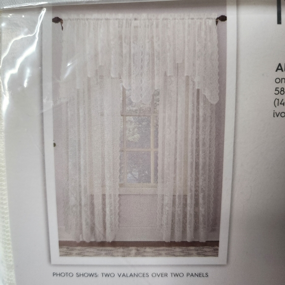 No 918 Rod Pocket Valance Ivory Lace 58"W x 32" L Alison NEW - Picture 7 of 10